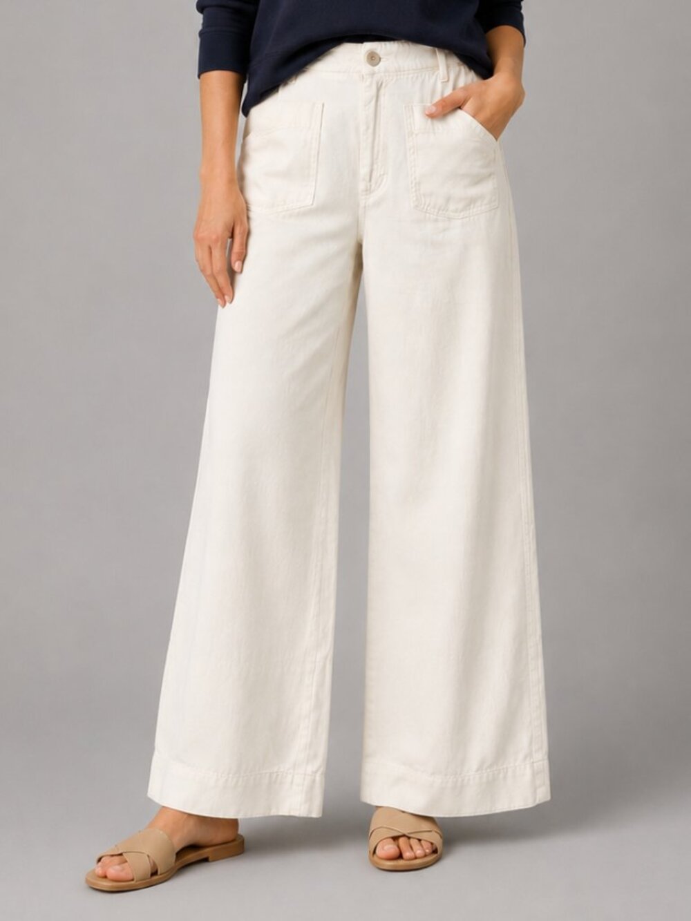 TREASURE & BOND (Nordstrom) Ecru Cream Wide-Leg Cotton Pants Size 10 EUC